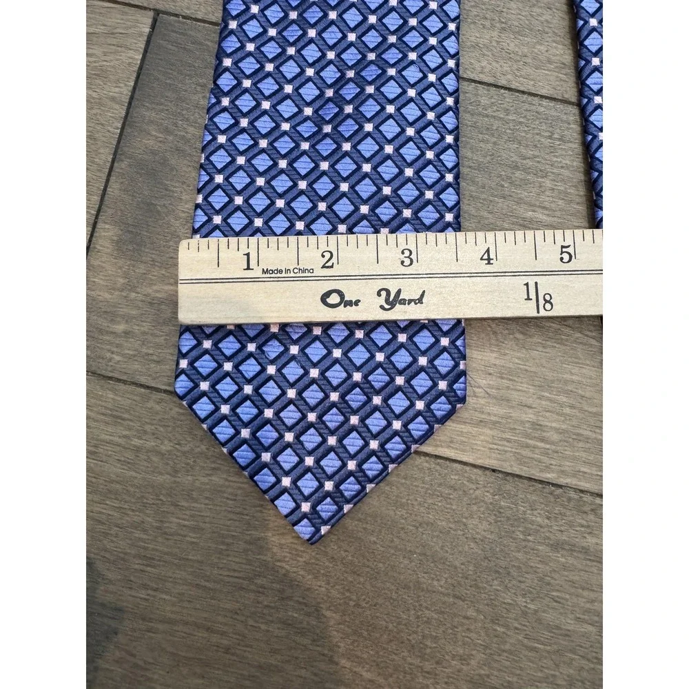 Ike Behar Tie Mens One‎ Size Blue Geometric Woven Classic Dress Necktie